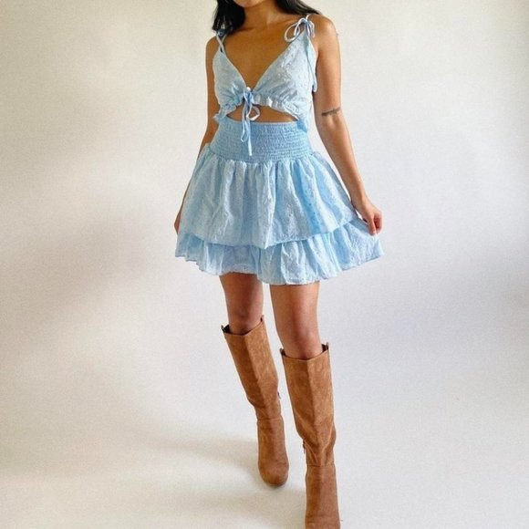 Adelyn Ruffle Dress (BLUE) - Picture 1 of 4